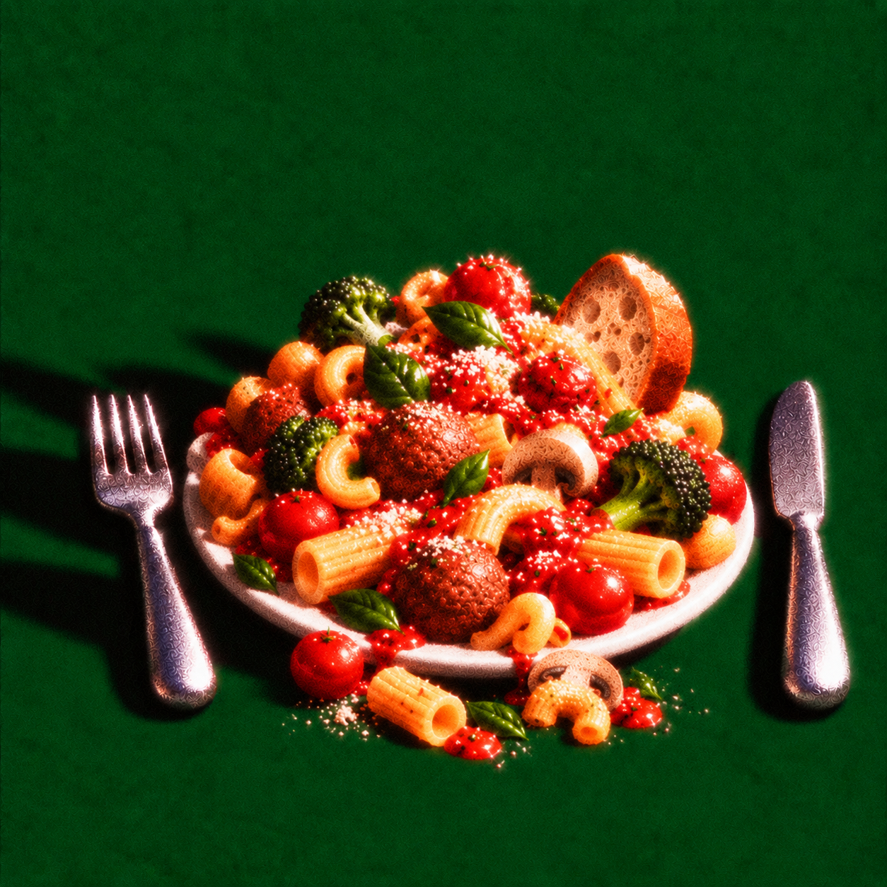 Balanced pasta plate on forest green.png