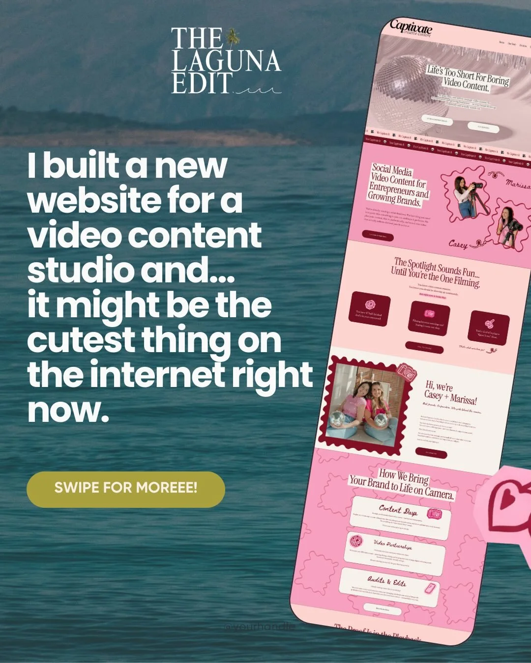 Just finished this website and i&rsquo;m NOTTT being dramatic when i say it&rsquo;s doing exactly what a website should be doing!!

You land on it and immediately get the vibe of @captivatecreativecontent . pink, disco, playful energy, but everything