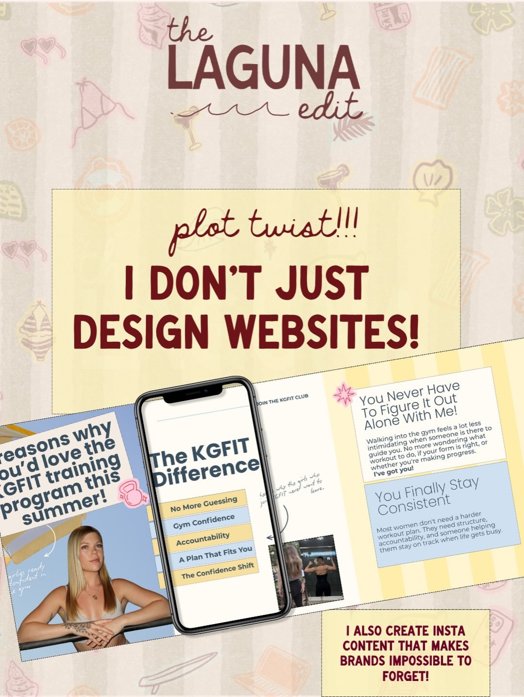 Plot twist: I don&rsquo;t just design websites!!

Creating content for KGFIT has been so fun bc I got to take Karlee&rsquo;s personality and turn it into a whole little brand universe 💫

Also if you&rsquo;re looking for a personal trainer, she&rsquo