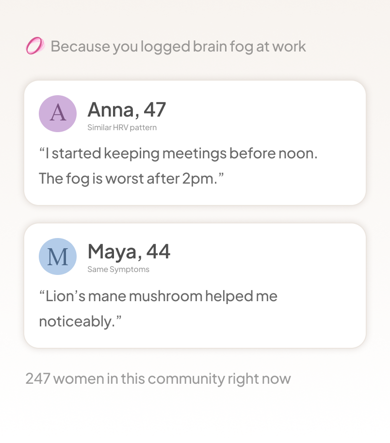 Because you logged brain fog at work, here are other women who have simlar experiences