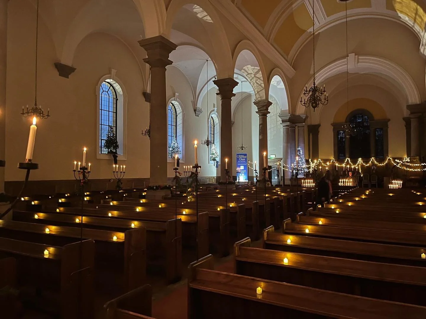Lights, cameras, action! 

Yesterday several dedicated choir members lit the many candles here to check all was sufficiently twinkly and ready for this evening. 

We&rsquo;re grateful to @macartsscotland for lending us camera equipment so that our or