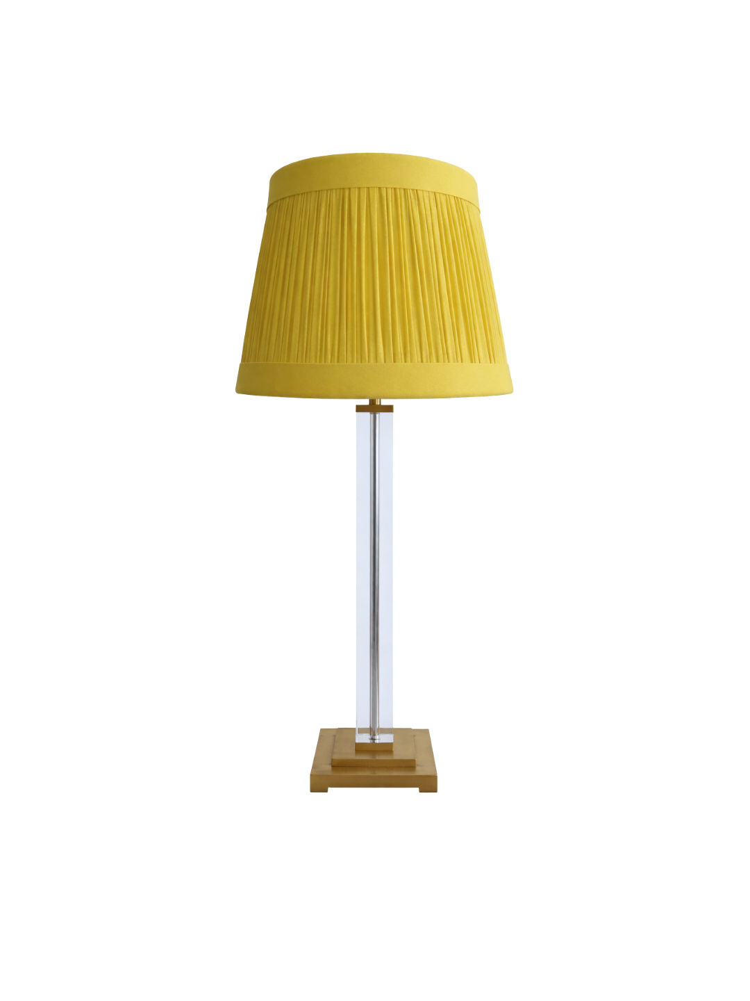 Lucite & Gold Lamp with Citron Pleated Shade