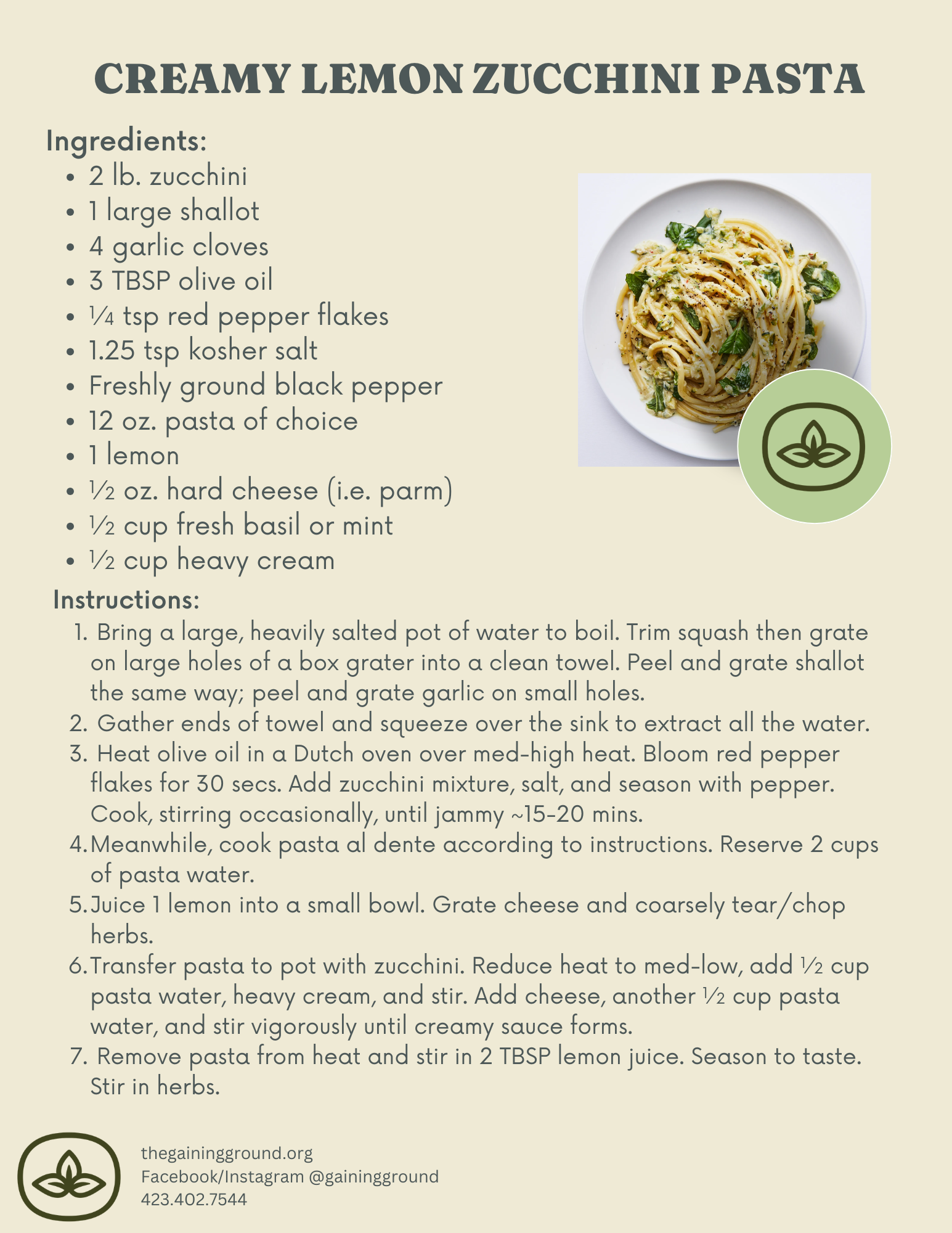 Creamy Lemon Zucchini Pasta