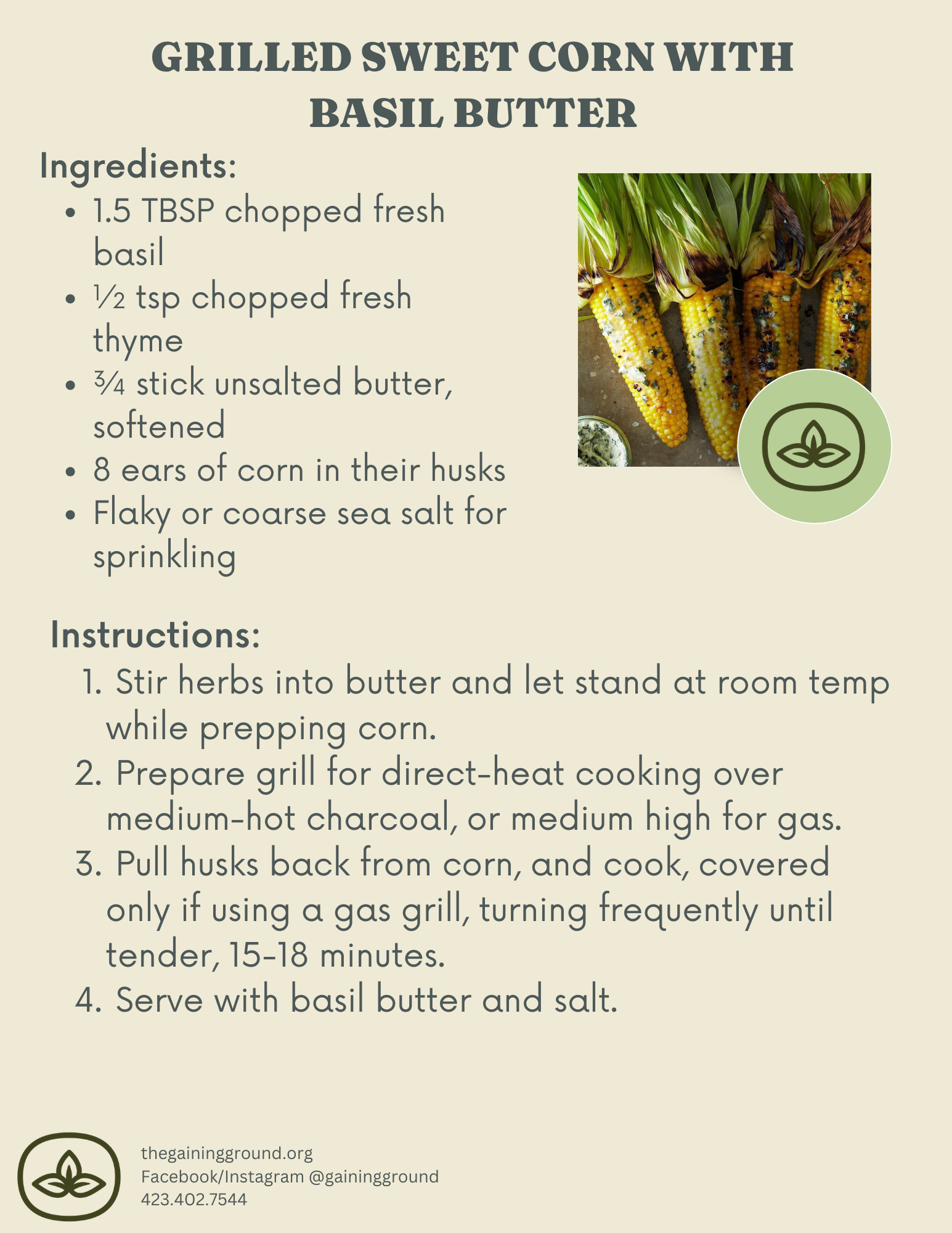 Grilled Sweet Corn with Basil Butter 