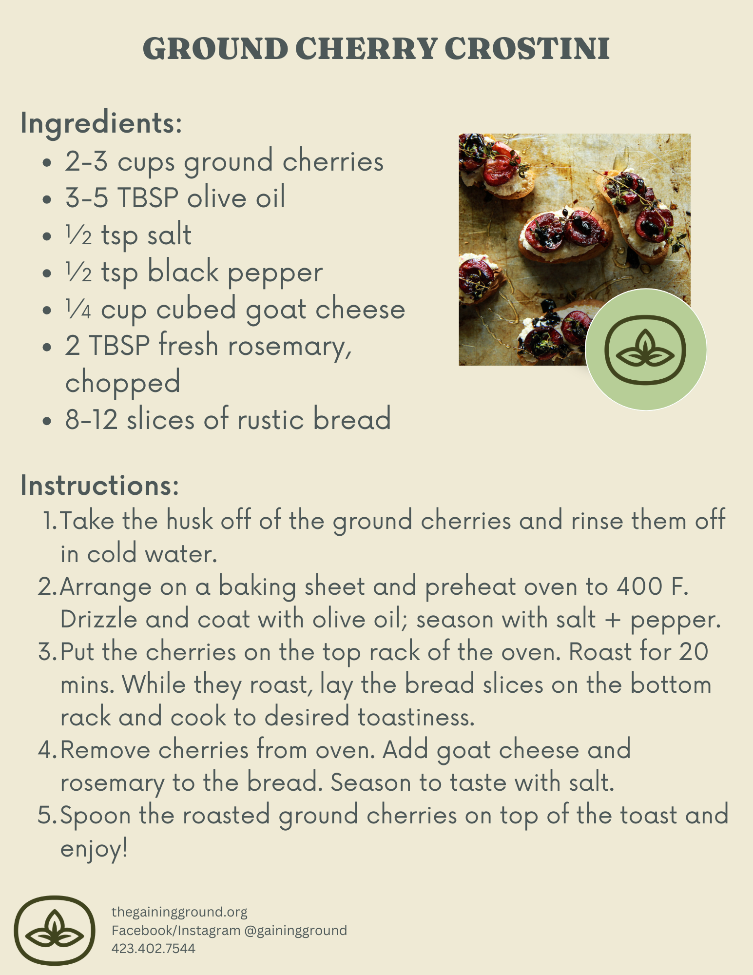Ground Cherry Crostini 