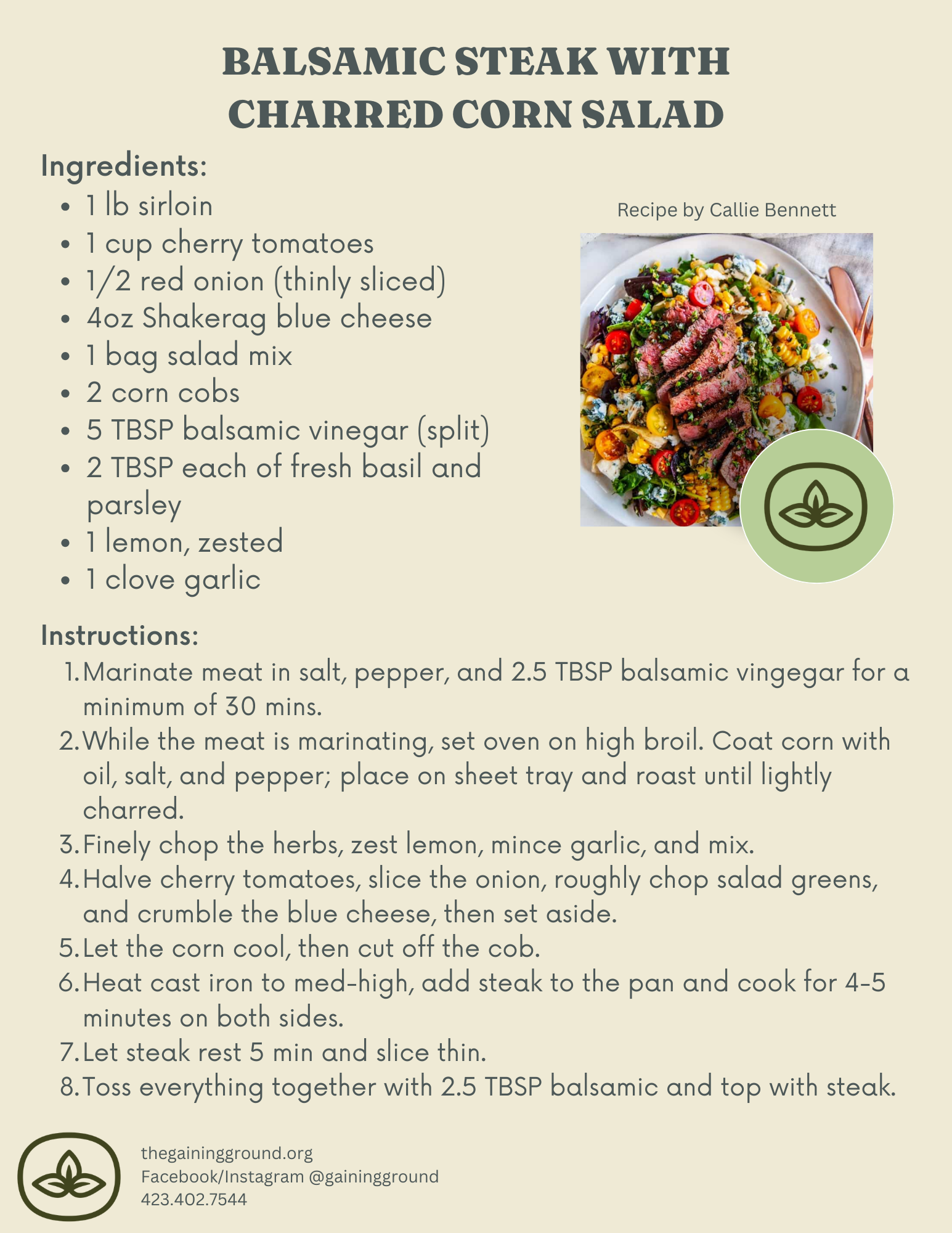 Balsamic Steak with Charred Corn Salad 