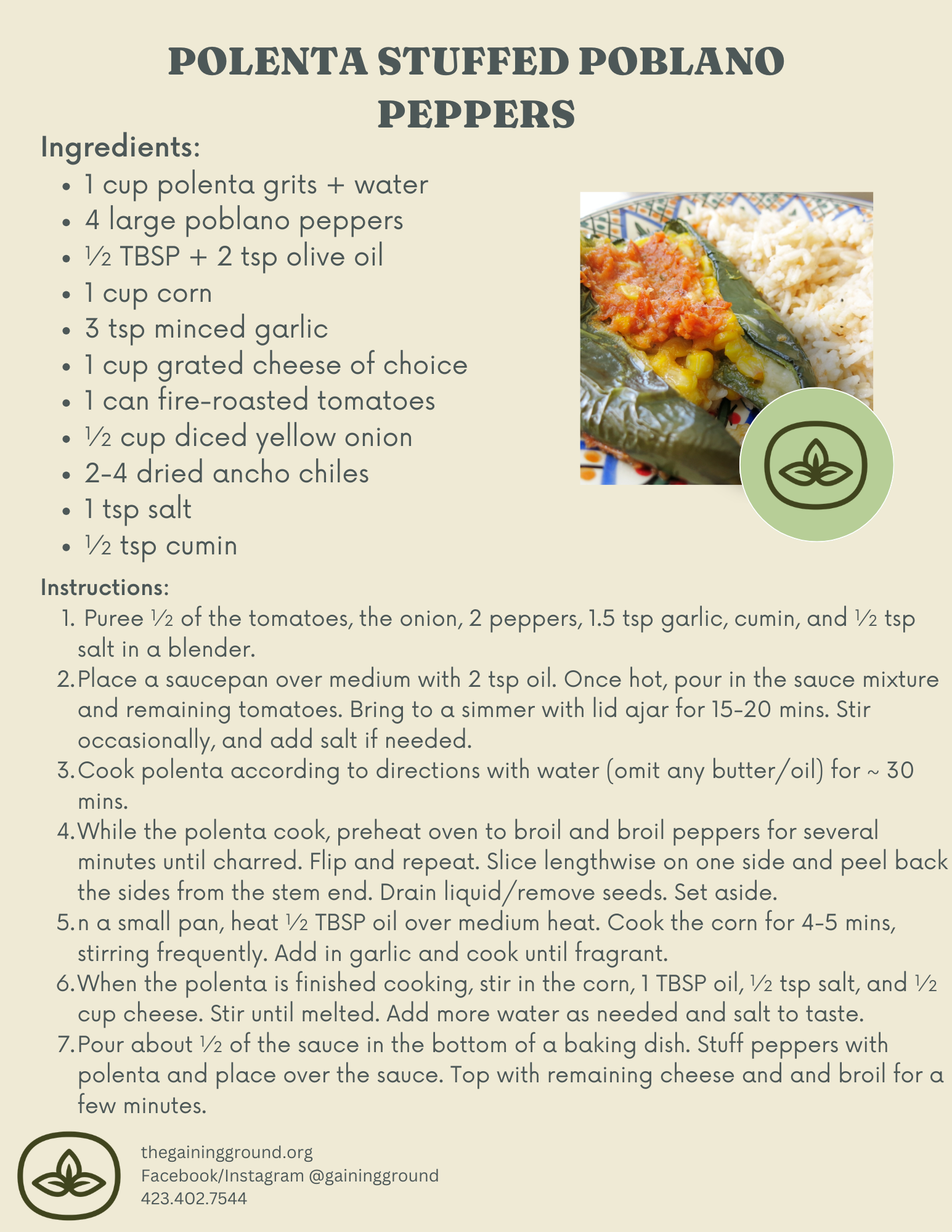 Polenta-Stuffed Poblano Peppers