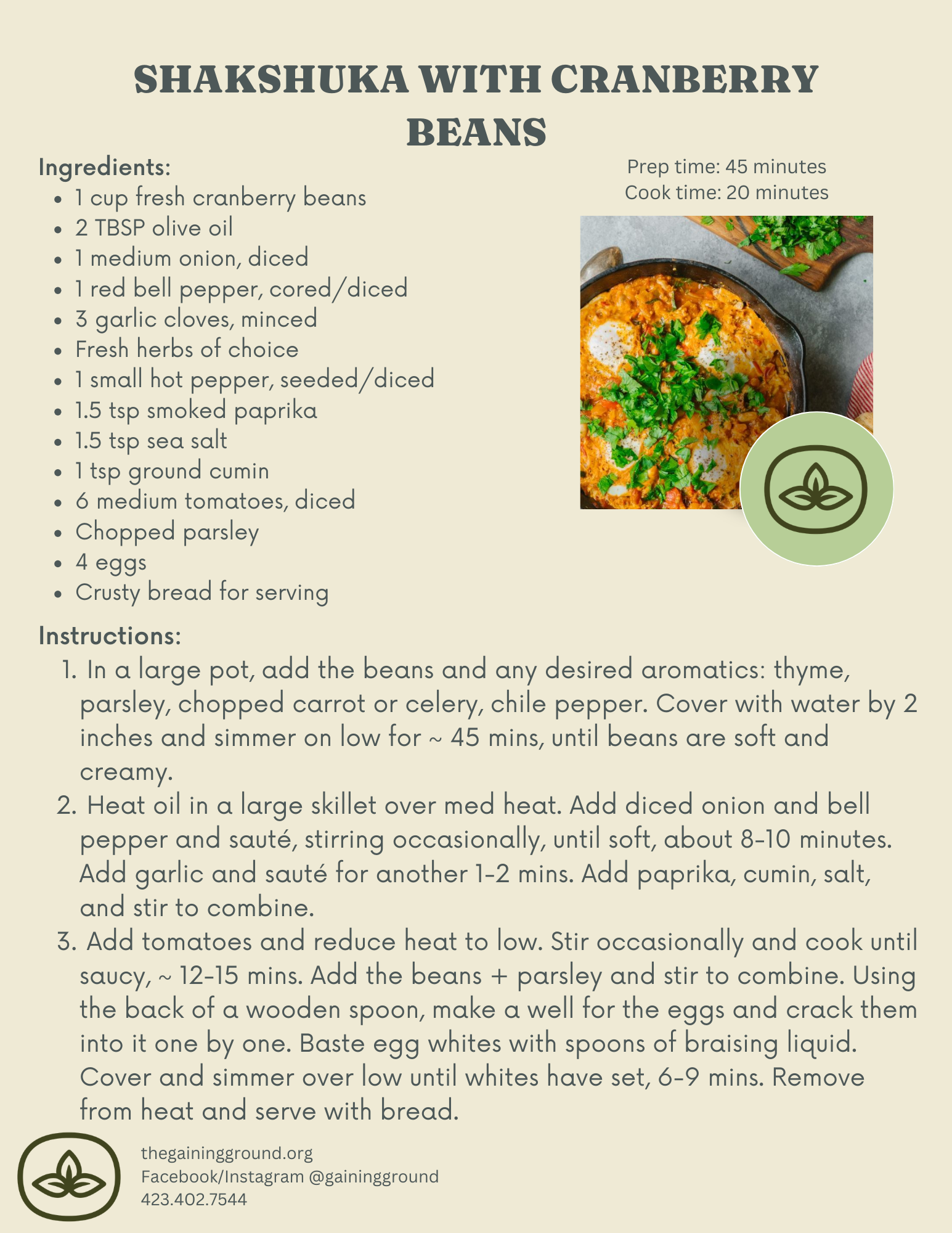 Shakshuka with Cranberry Beans