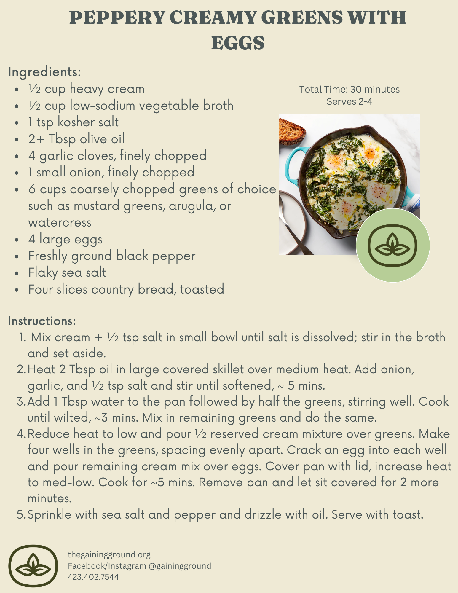 Peppery, Creamy Greens with Eggs