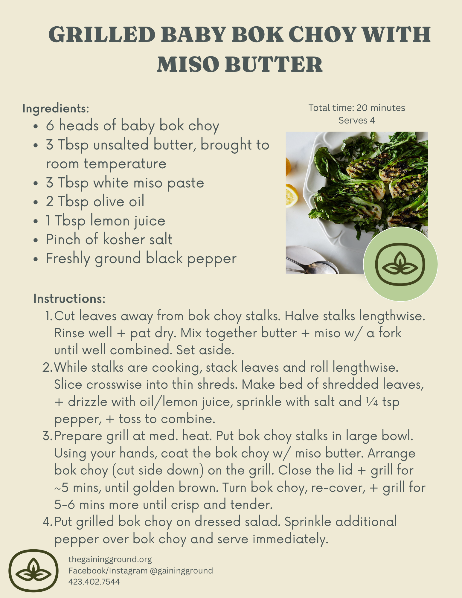 Grilled Baby Bok Choy with Miso Butter