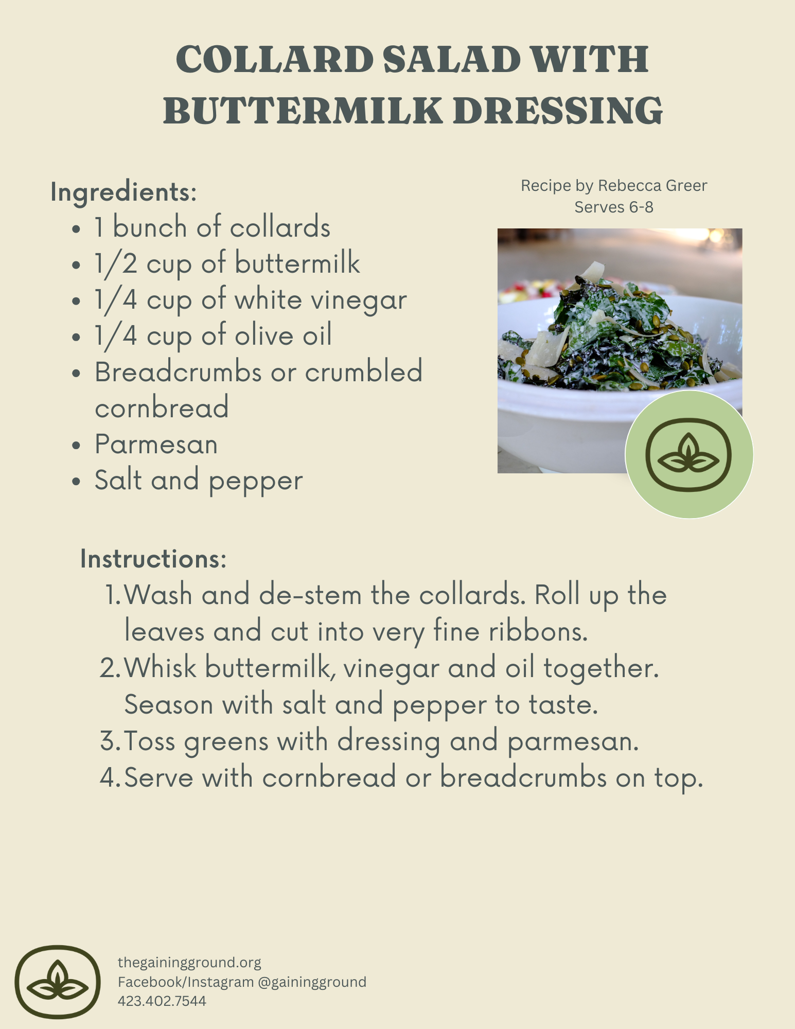 Collard Salad with Buttermilk Dressing