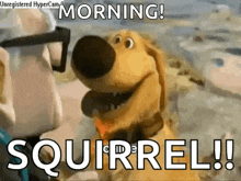 Dug, the dog from Up, saying "squirrel!"