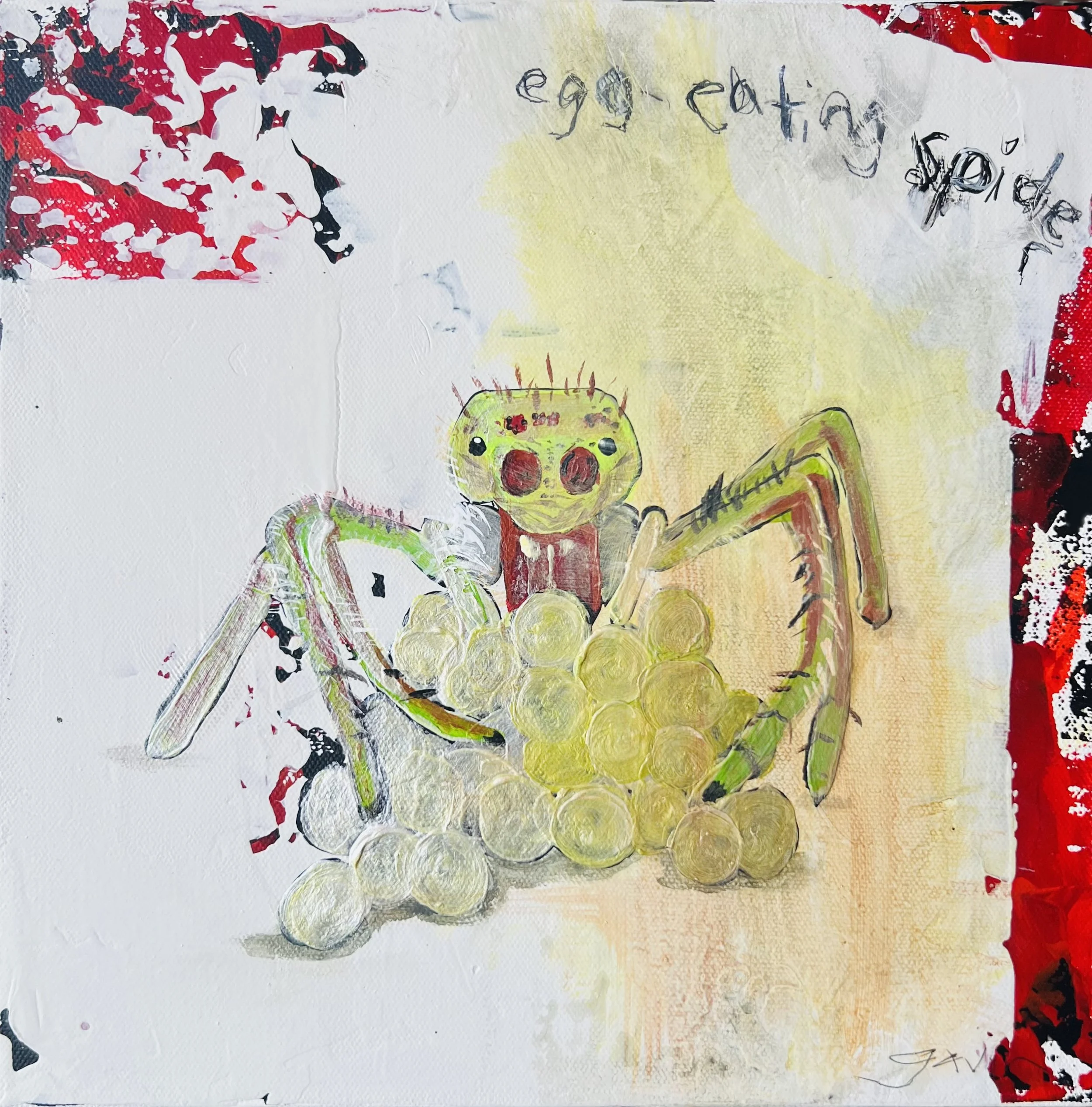 Egg-Eating Spider  -  12"w x 12"h  -  $500  ***SOLD***