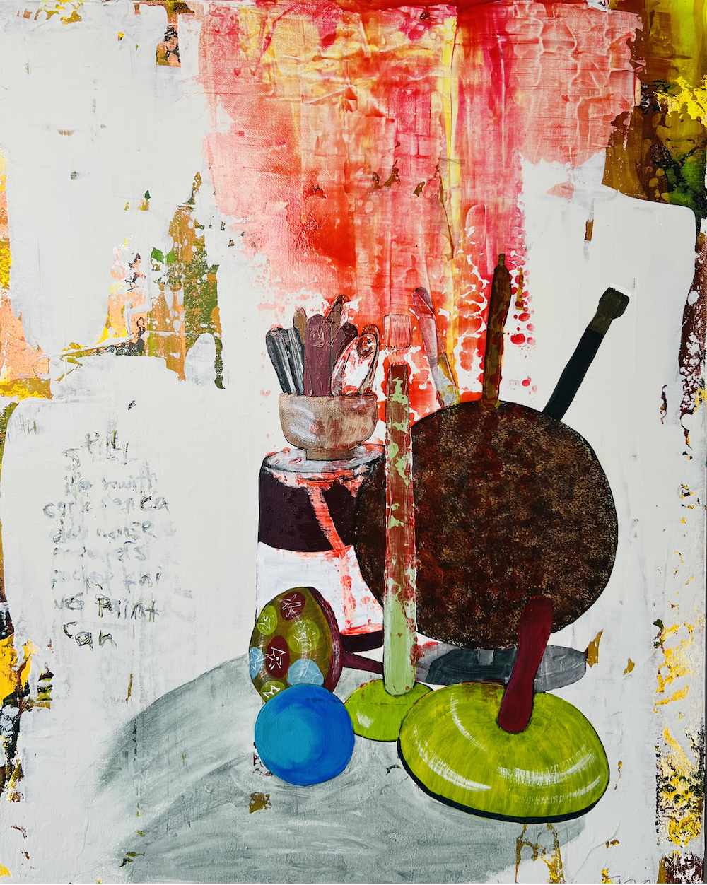 Still Life With Cork Pencil Caddy Noise Makers Pocket Knives and Paint Can.....24"W X 30"H.....$2500