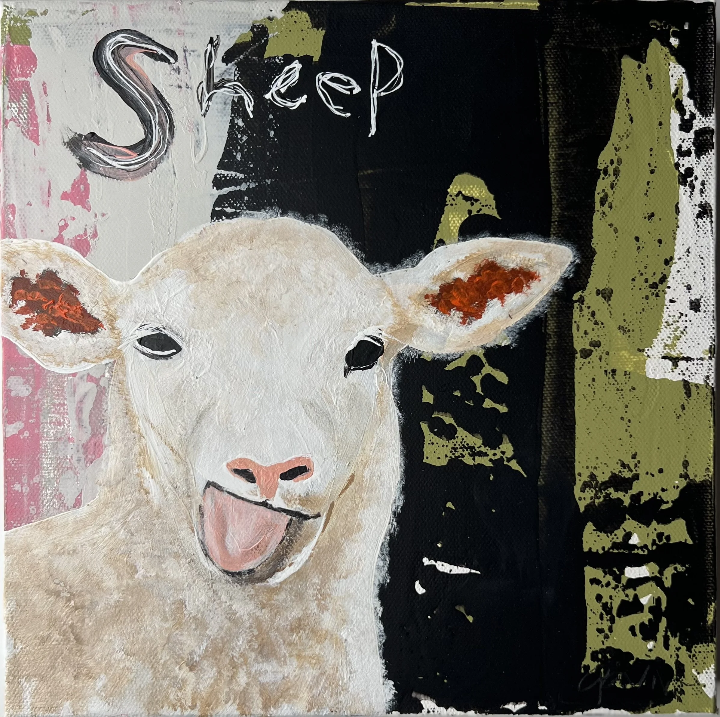 Initials Series... "S" Sheep 10"X10"  $300 