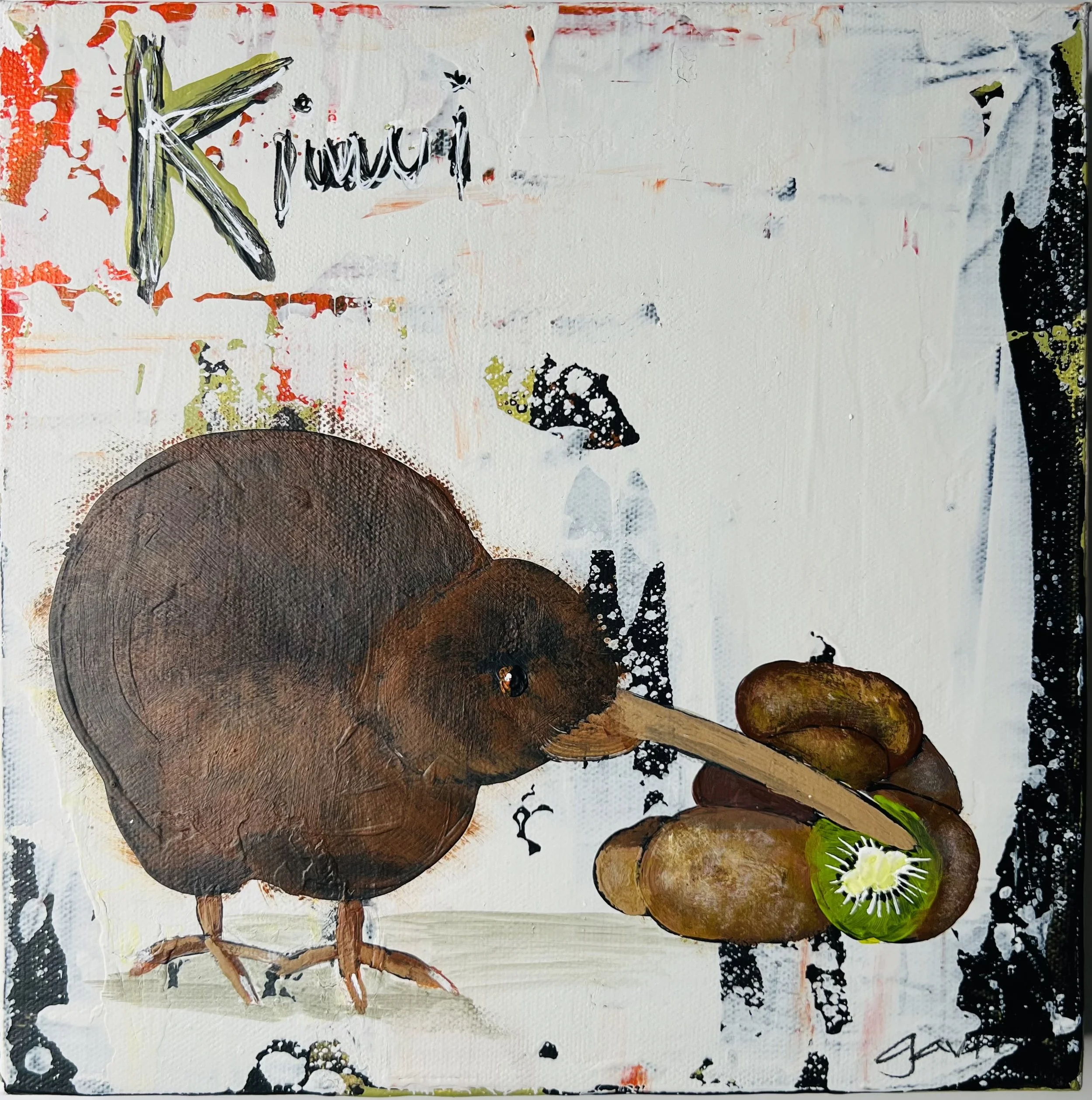 Initials Series... "K" Kiwi 10"X10"  $300 