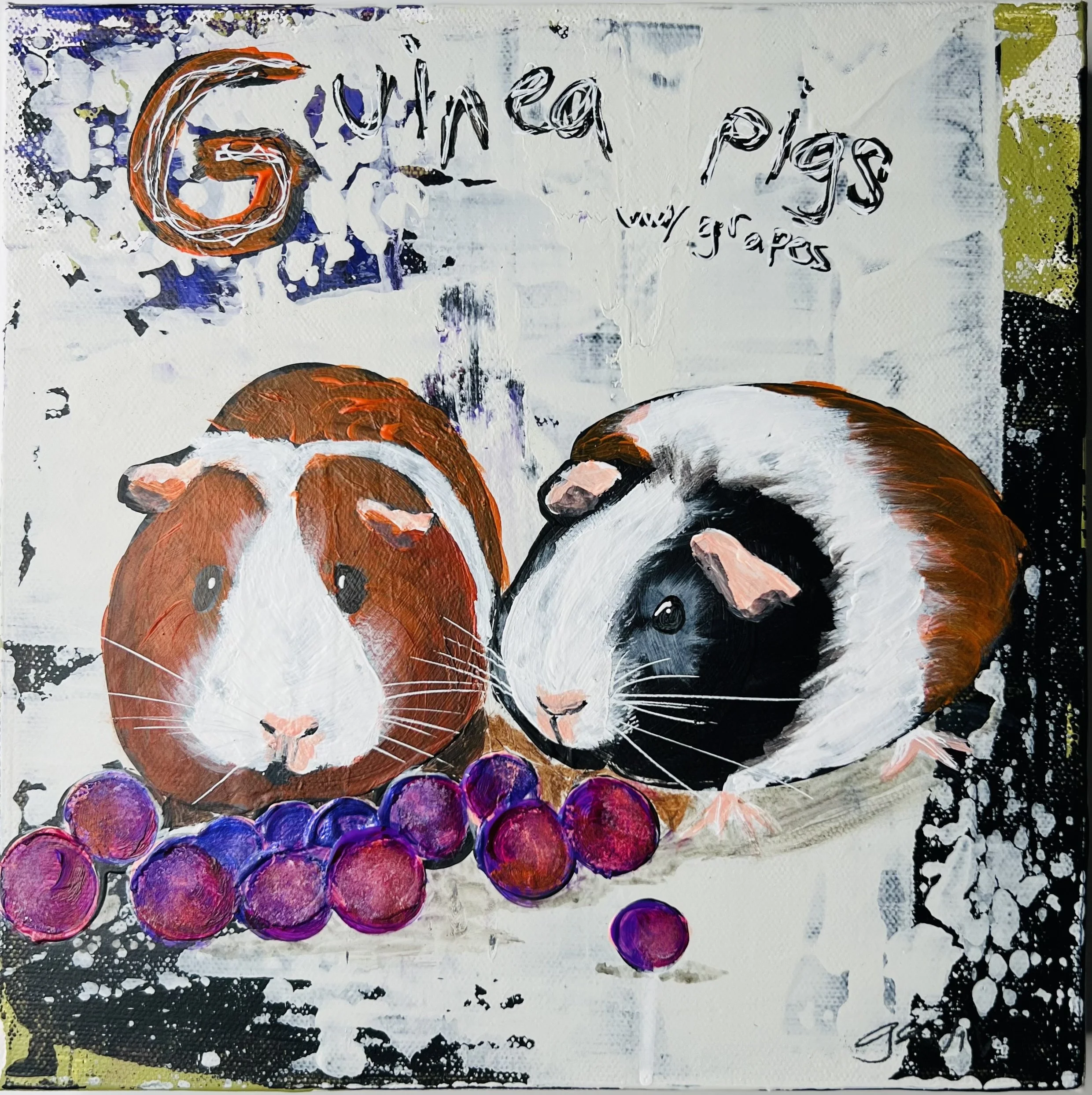 Initials Series... "G" Guinea Pigs 10"X10"  $300 
