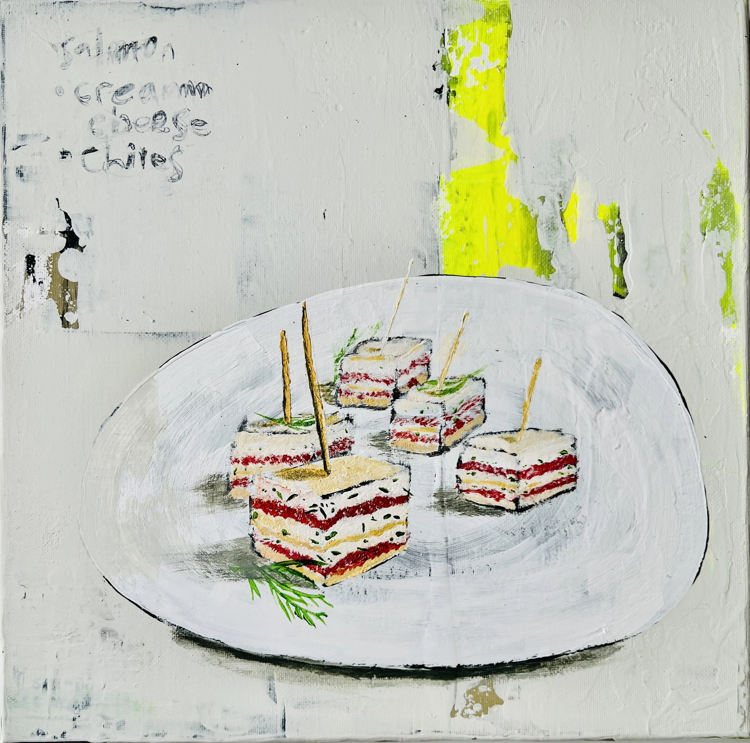 Amuse-Bouche...Salmon and Chive Cream Cheese 12"W X 12"H - $500