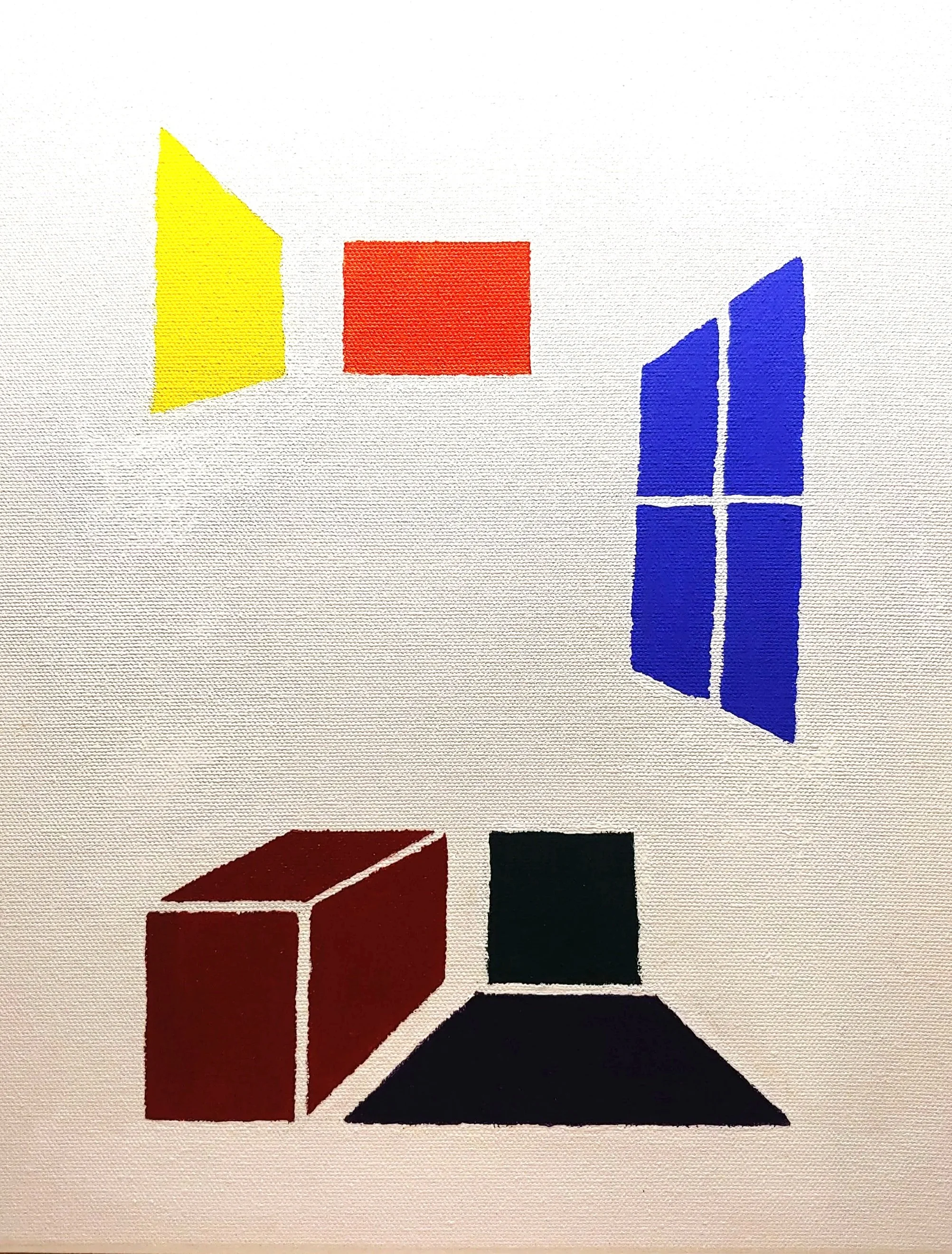 Medium: Acrylic paint on canvas. Abstraction combined with perspective and geometry.