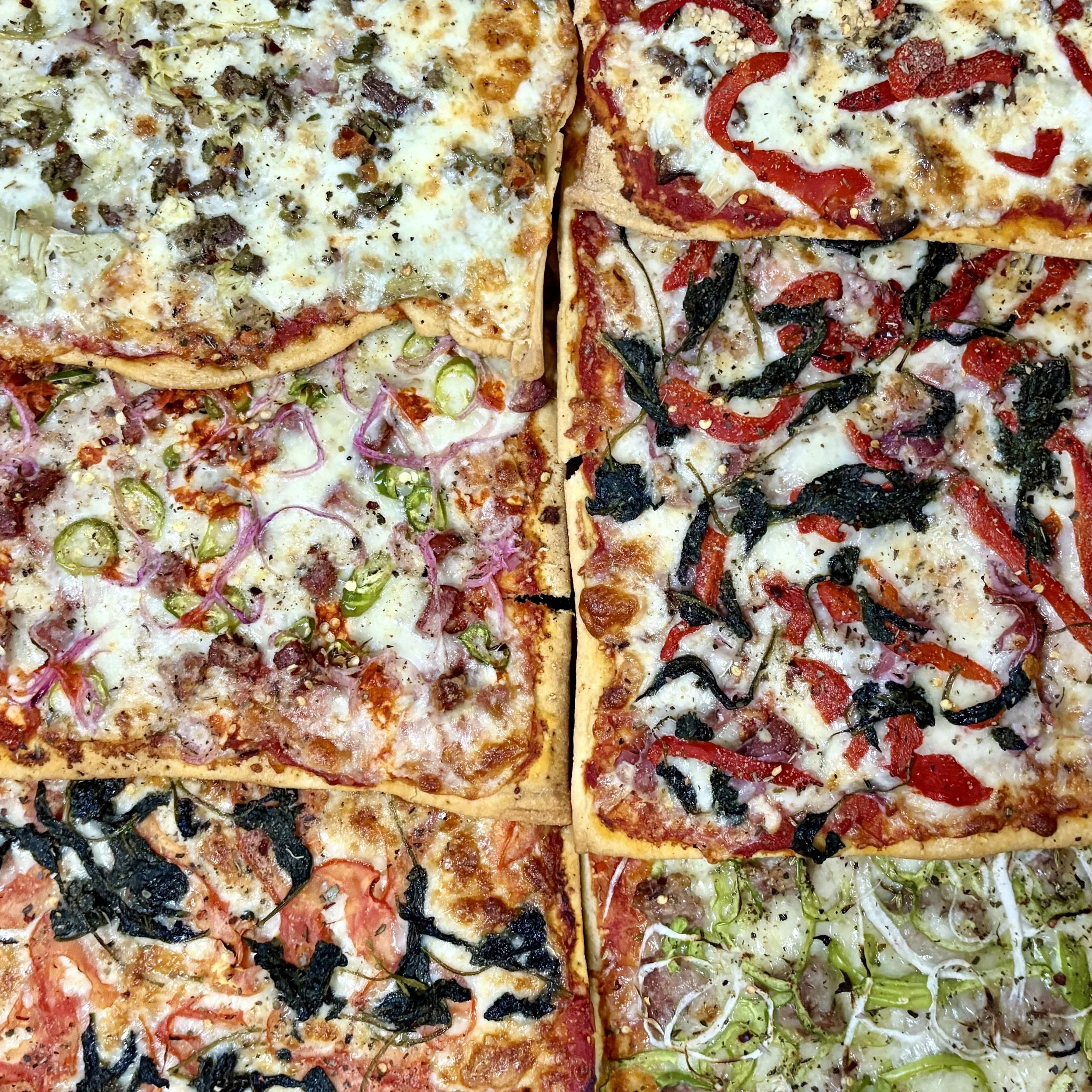 Square Thin Crust Pizzas