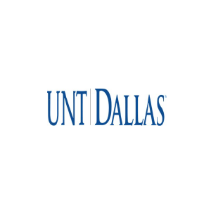Unt DALLAS logo with blue text on a white background.
