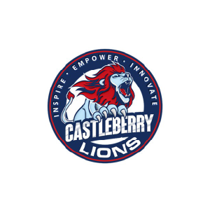 Castleberry Lions logo featuring a roaring lion with a blue, white, and red color scheme, and the words 'Inspire, Empower, Innovate, Castleberry Lions'.