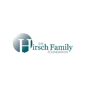Logo of The Hirsch Family Foundation with a stylized H and a globe-like design.