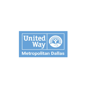 United Way Metropolitan Dallas logo with a blue background and white text