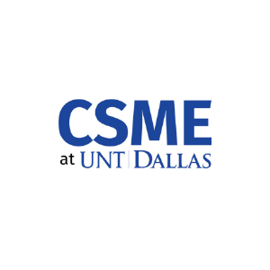 Logo for CSME at UNT Dallas featuring blue and black text on a white background.