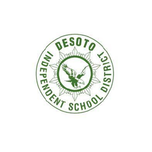 Seal of the DeSoto Independent School District in green, with a bird in the center and the district name encircling it.