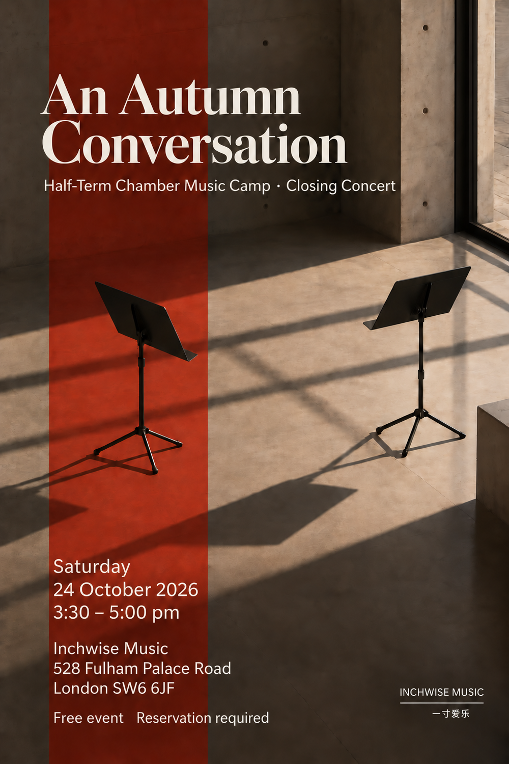 An Autumn Conversation - Half-Term Chamber Music Camp Closing Concert, Saturday 24 October 2026, Inchwise Music, 528 Fulham Palace Road, London SW6 6JF