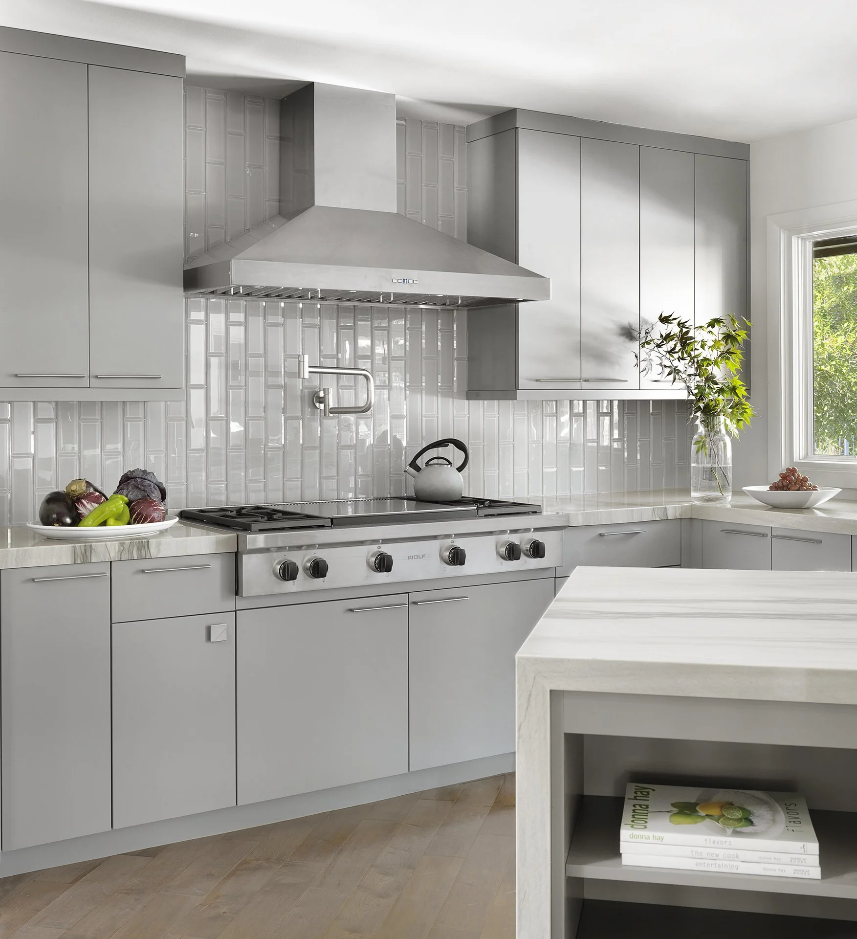 Light gray flat panel kitchen cabinets no-pressure consultation Animas Kitchen Bath Durango Colorado