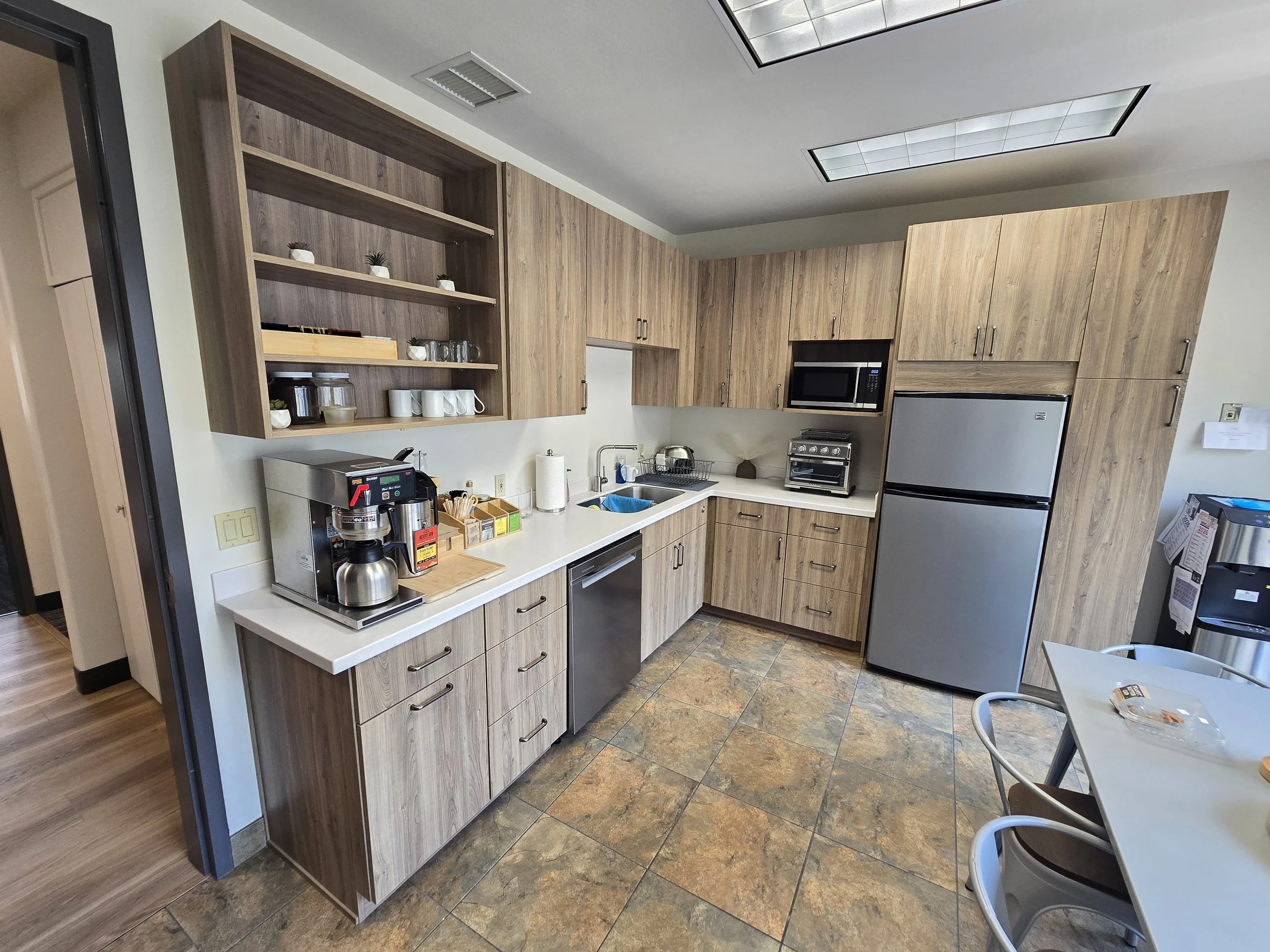 Commercial Office Building Kitchen Cabinets. Functional, durable, and looks great. We support Southwest Colorado and Western Slope businesses.