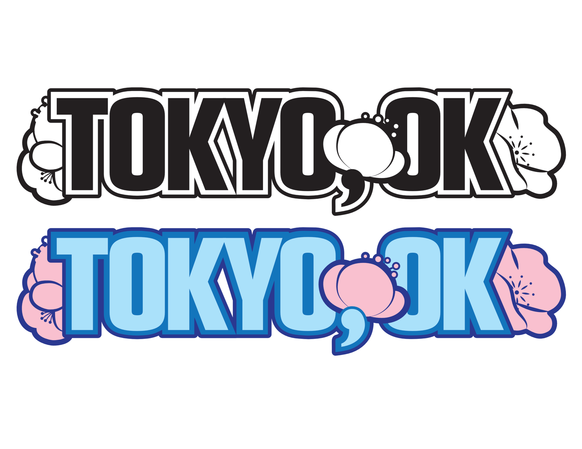 Coloring page with the word "TOKYO" written in bold letters surrounded by cherry blossoms and berries.