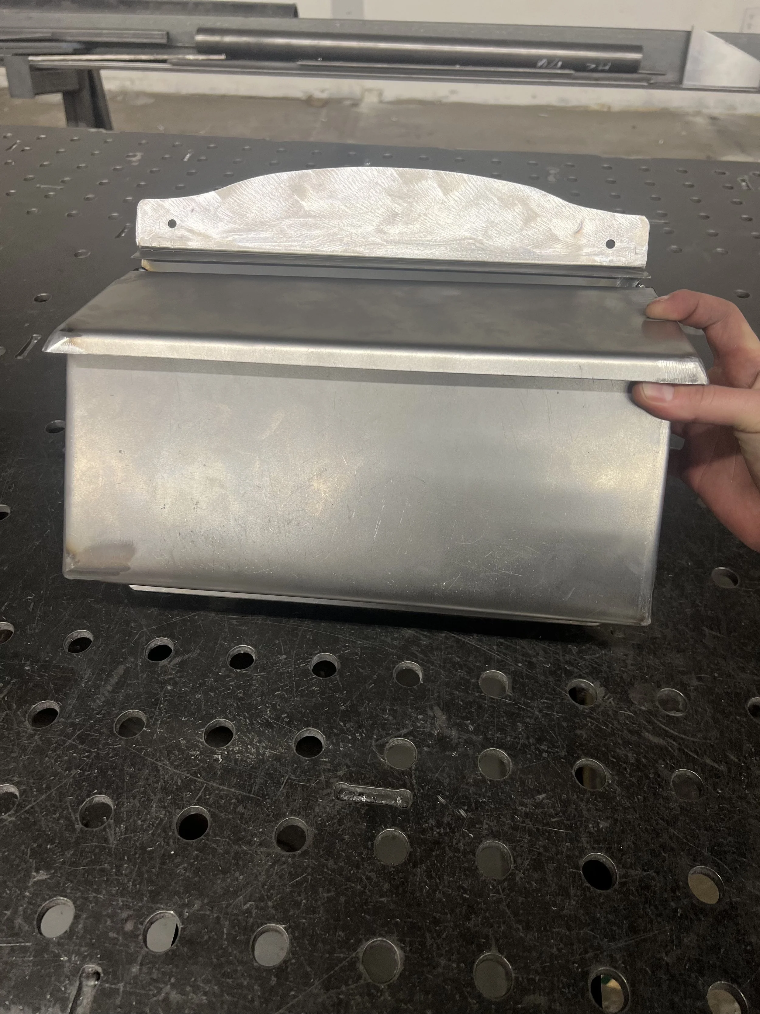 hand-fabricated metal mailbox, custom made by Leif Armstrong (front)