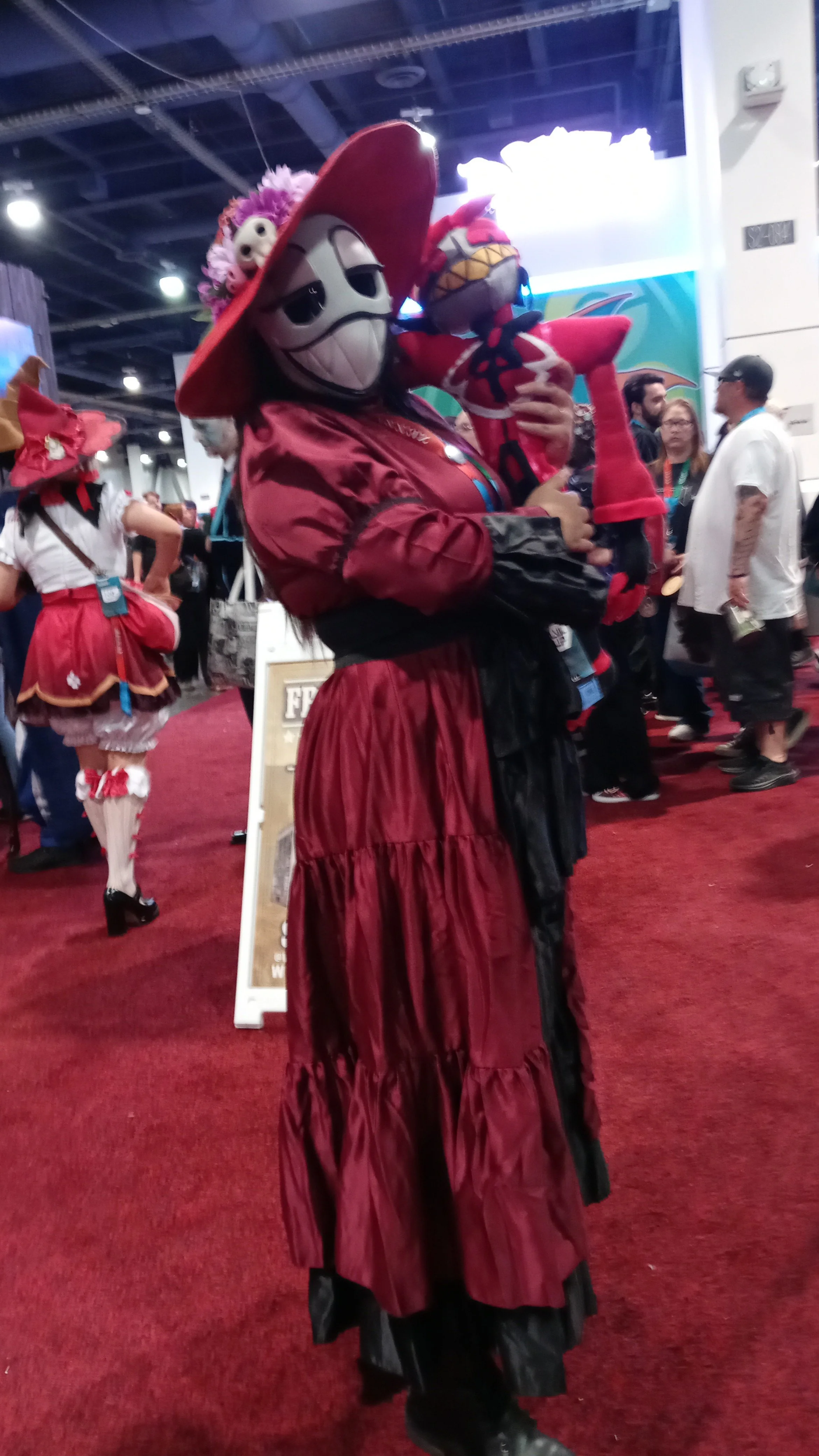 Rosie from Hazbin Hotel with an Alastor doll made by a fan, LVLUP EXPO 2025