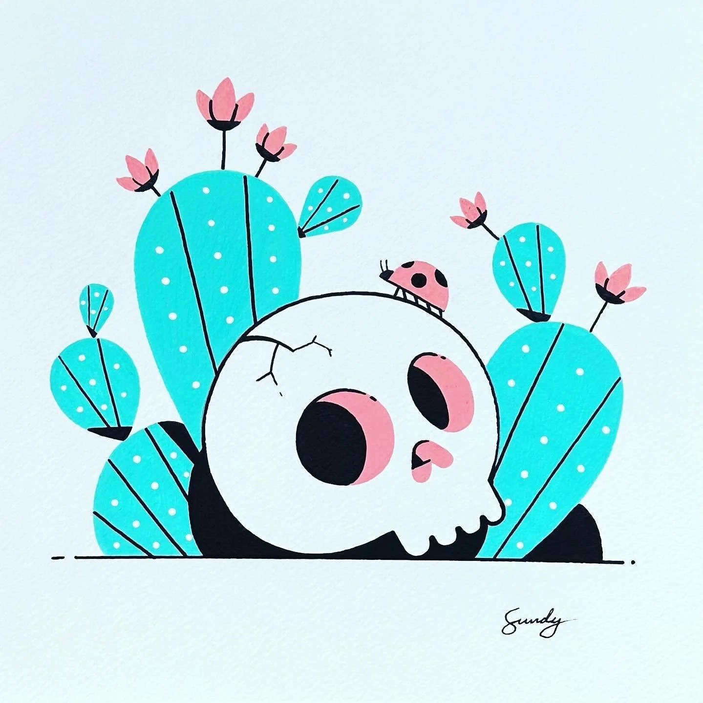 Just hung a new art show @thecommonsbend ! It&rsquo;ll be up for the month of Sept. Come have a gander if you live in Bend. #art #skull #cactus