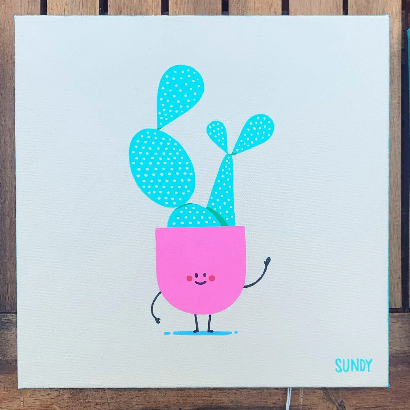 Plant buddy (3 of 3)! Check out my art show @thecommonsbend for a couple more weeks. Swipe to see the fun edge color on all three pieces. #plant #posca #bend