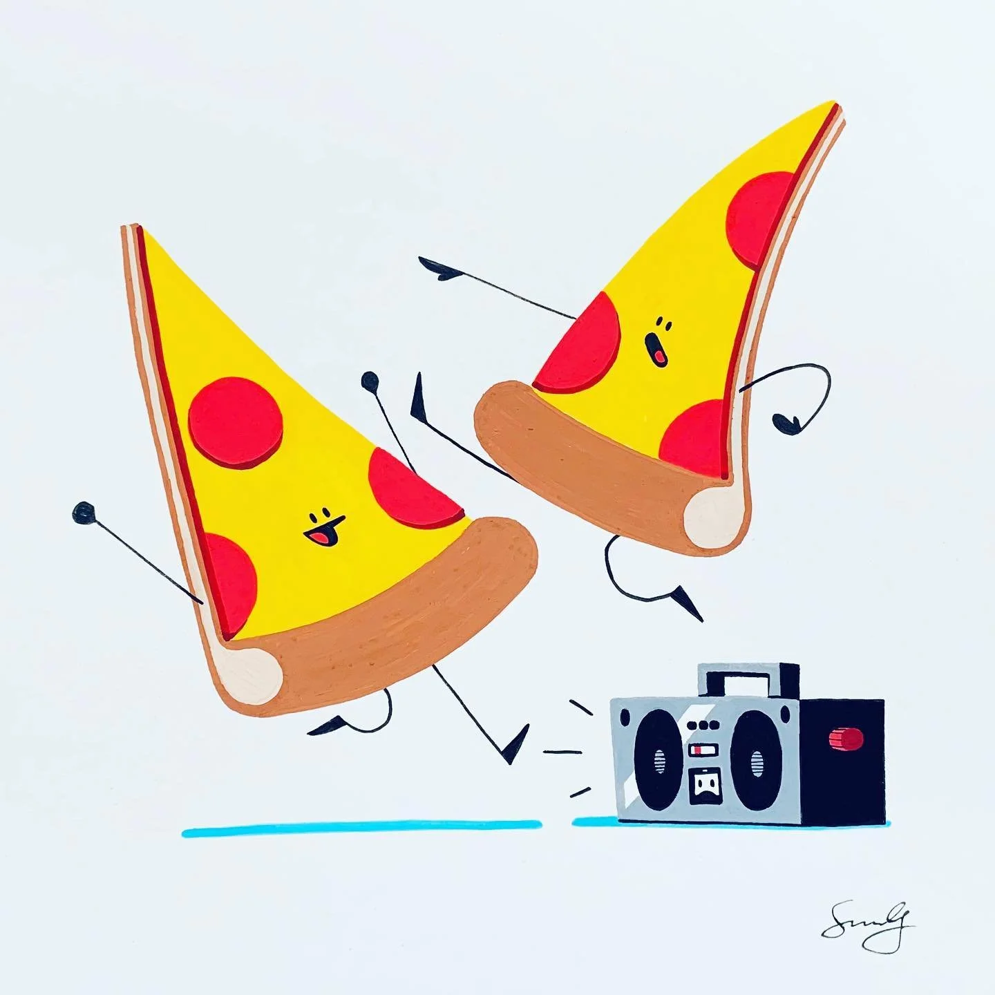 New show up @lonepinecoffee ! Woohoo! #bend #bendartist #pizza #pizzaparty #characterdesign #foodart