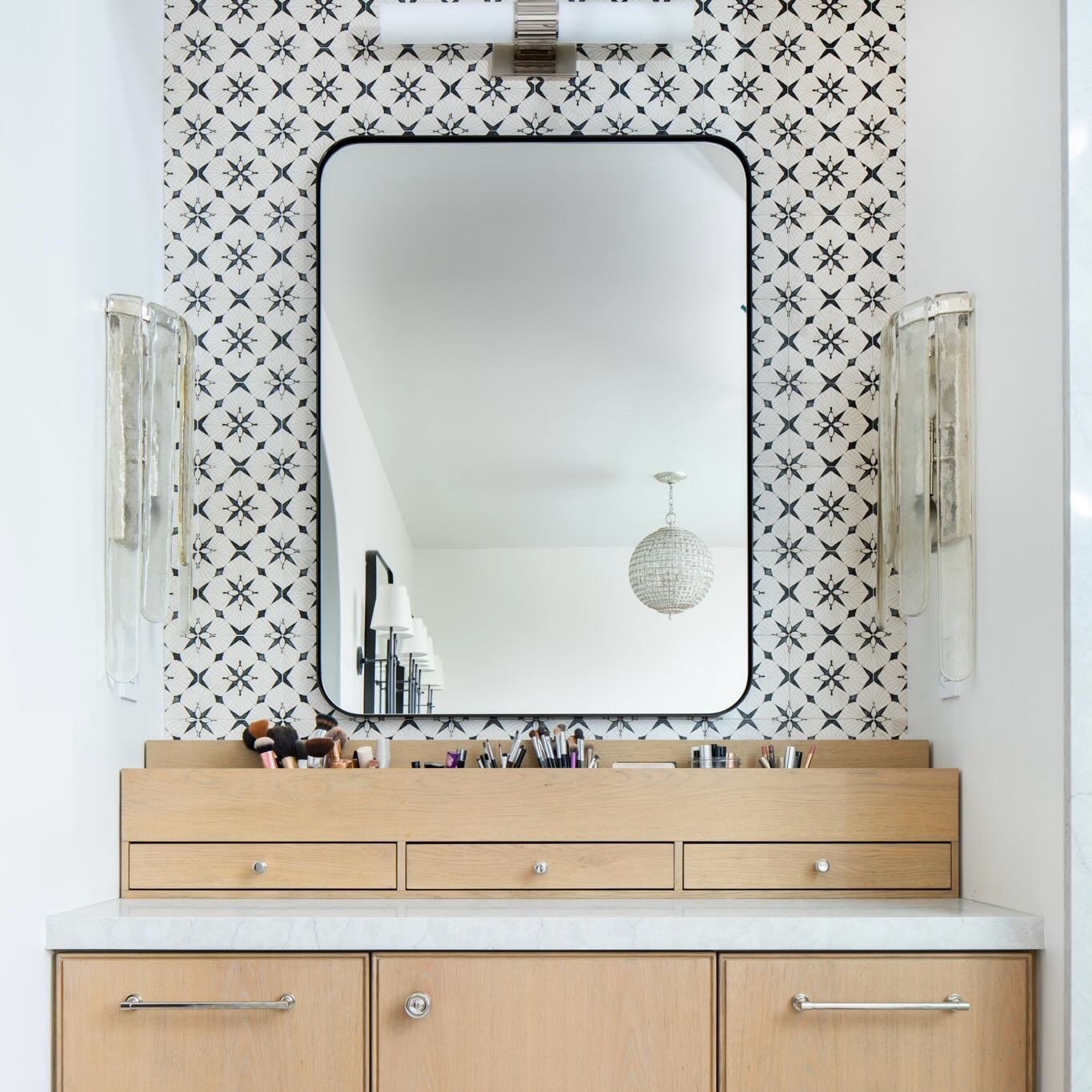 How do you design for couples?
One of the most effective ways is listening to the routines of the people who use them.  Bathrooms in particular can be a great place to express a more personal point of view.
In this meditteranean style home, the prima