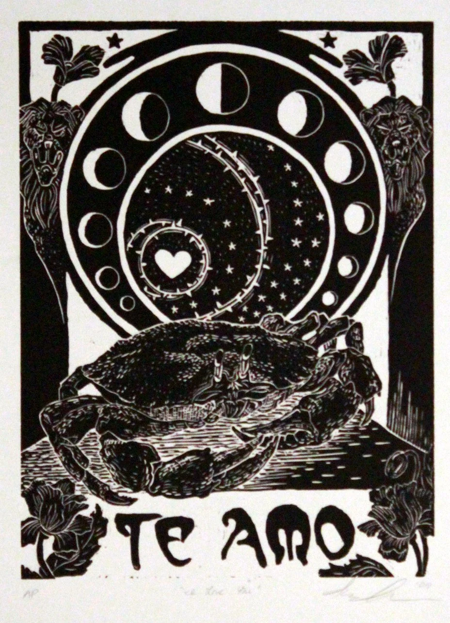 Te Amo - Linocut Print