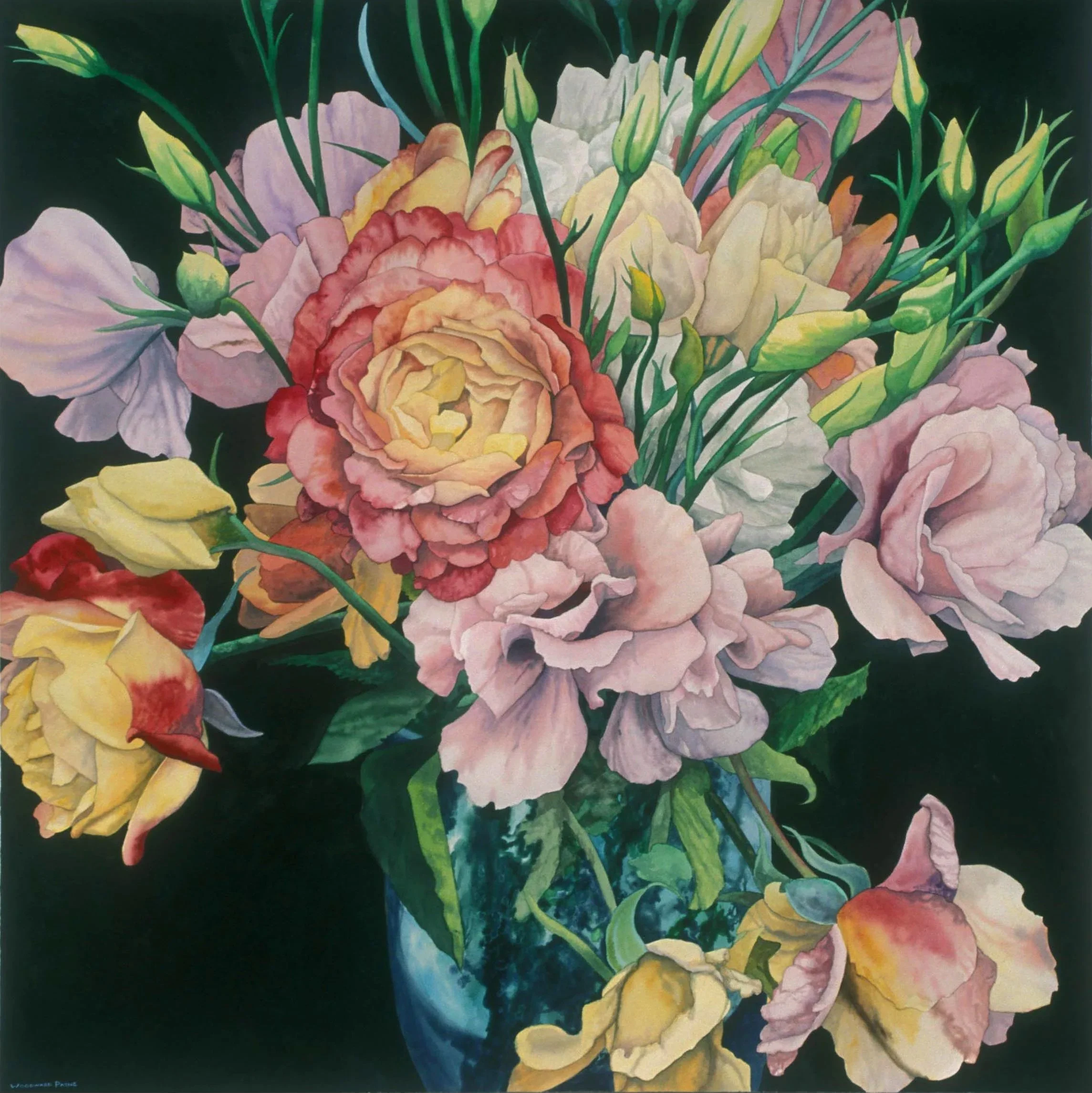Roses and Lisianthus, watercolor 43x43