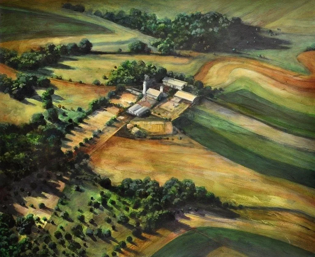 Minnesota Farm, acrylic on paper 30x38