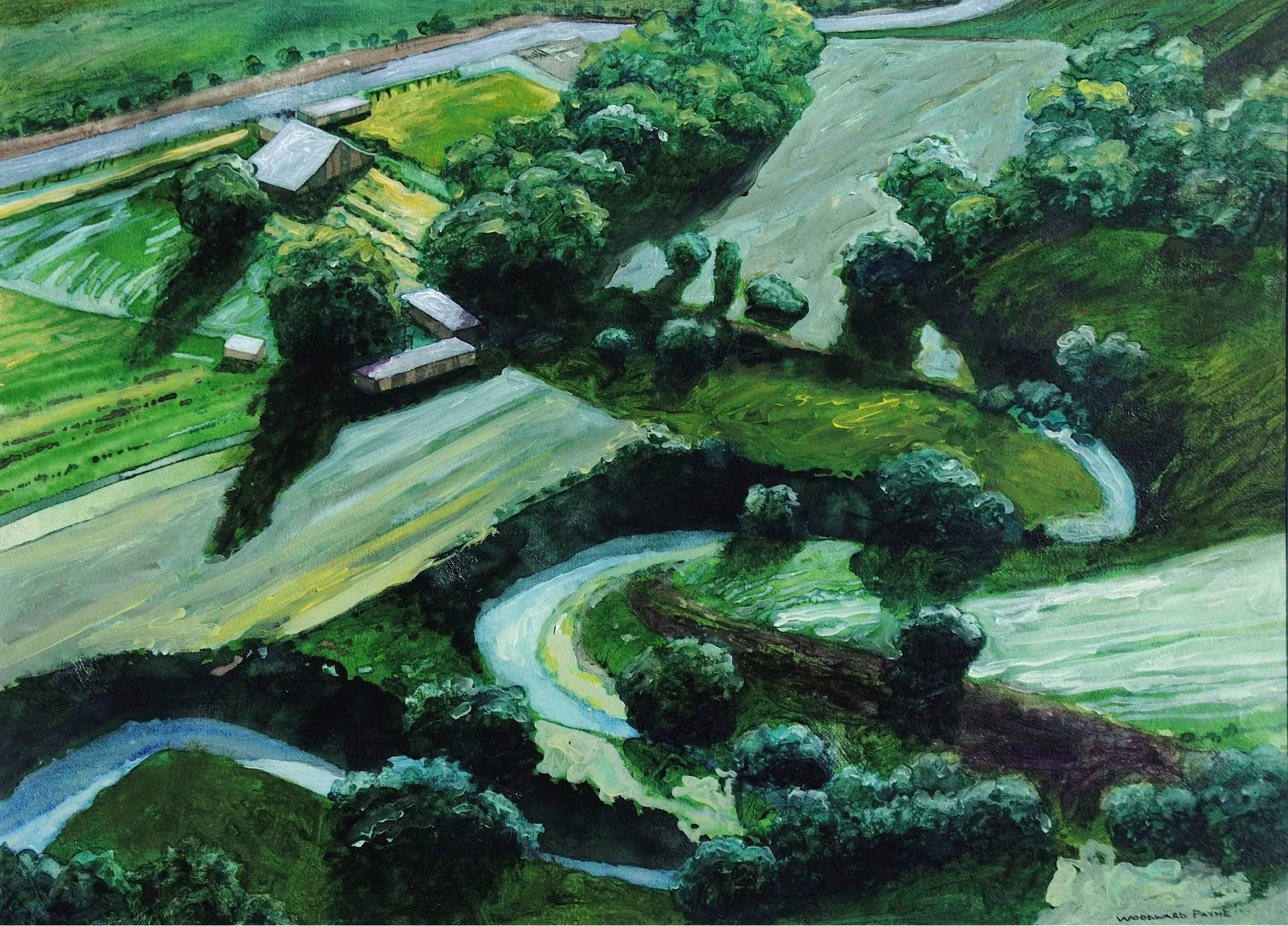 Farm IV, oil on paper 22x30
