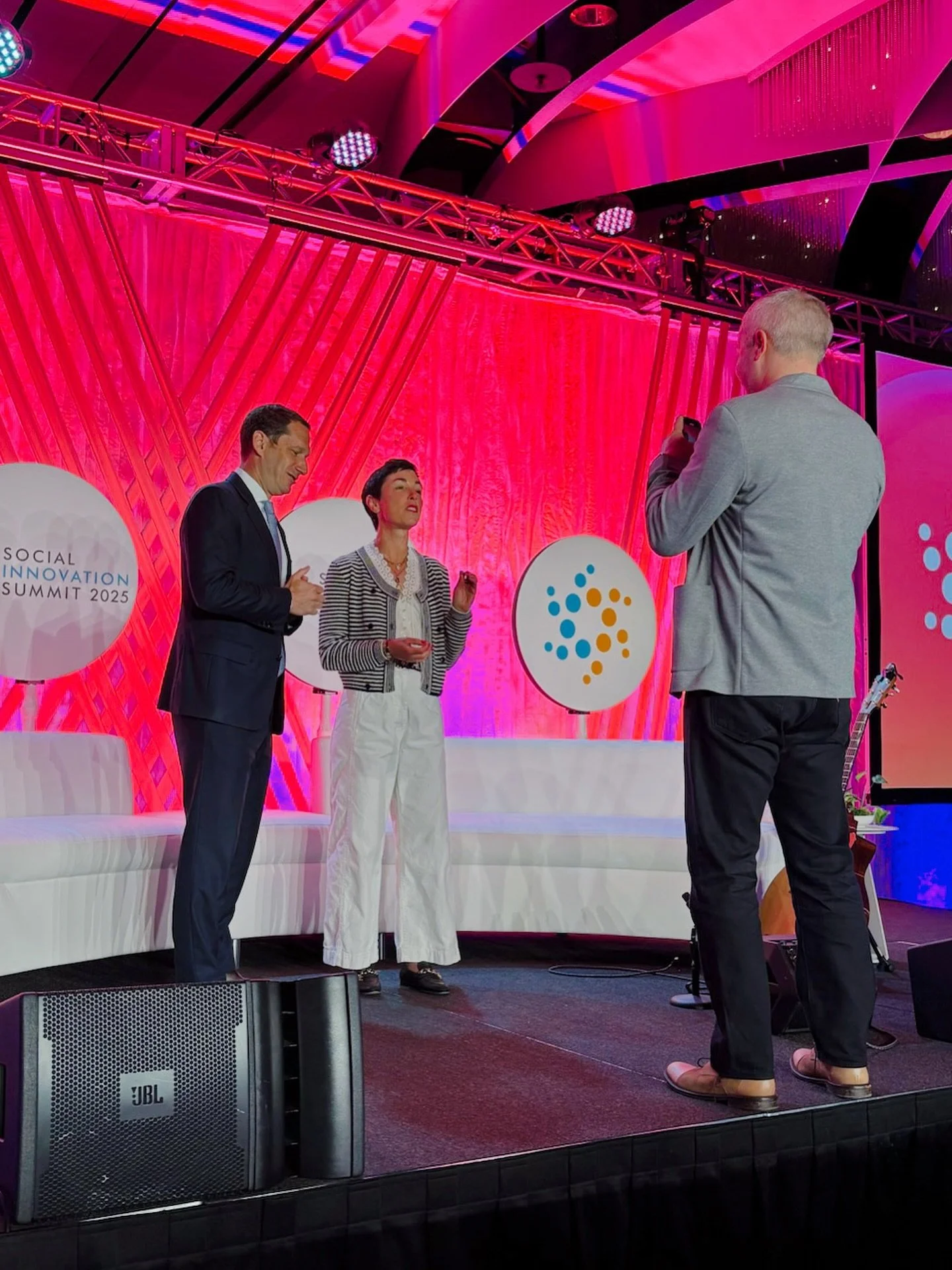 Client BTS at #SIS25: Team 18 Coffees @calebgardner and @kylegilkeson interviewing @danielluriesf, Mayor of the City and County of San Francisco and @annehattie, Head of Social Impact &amp; Engagement @lululemon