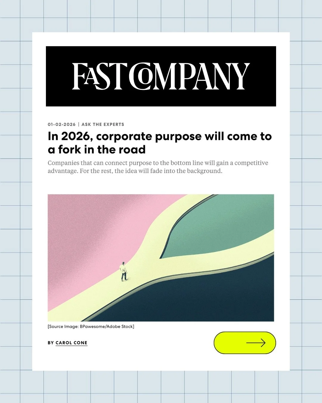 Thrilled to see our managing partner @calebgardner featured in @cc_onpurpose&rsquo;s latest @fastcompany article on the future of corporate purpose. 

Caleb&rsquo;s perspective: Think long-term, be boldly consistent, and connect purpose to actual bus
