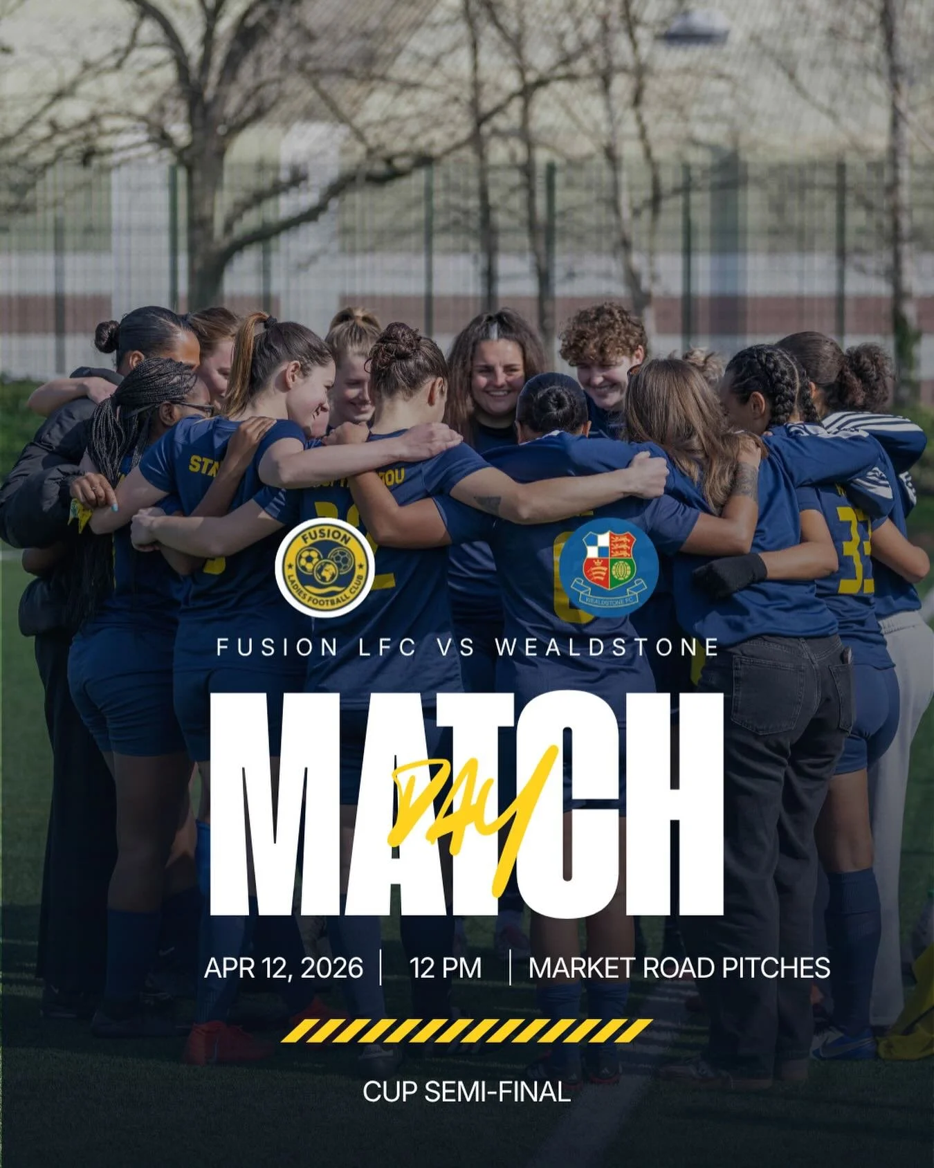 MATCH DAY! 

🏟️ Semi-Finals vs @wealdstonefcwomen
📍Market Road Football Pitches
⏰ 12pm KO