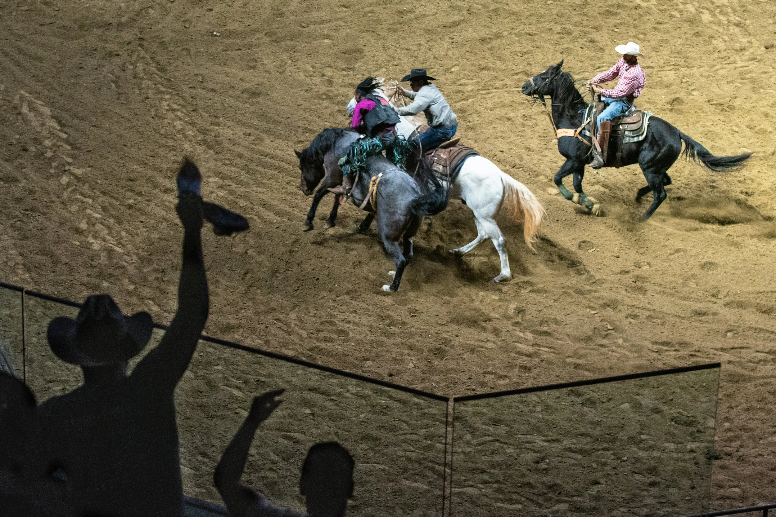 Bullriders compete during the 8 Seconds Rodeo at the Liacouras Center on Oct. 11, 2025. 