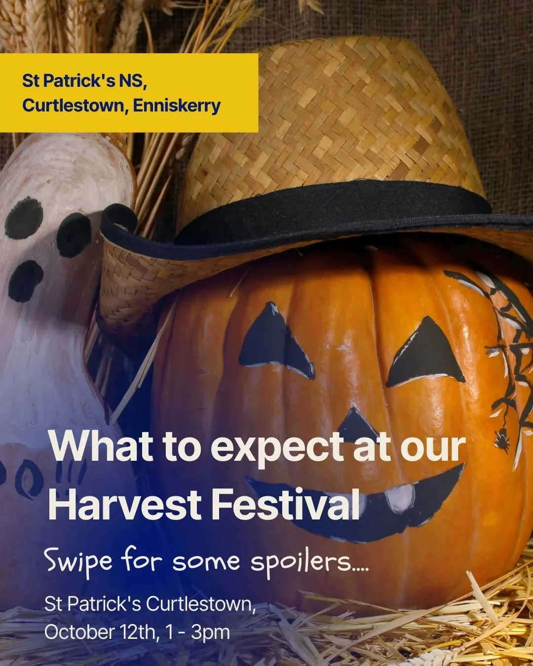 Join Us for St. Patrick&rsquo;s Curtlestown Harvest Festival! Don't miss our family fun day and Harvest sale on Sunday, October 12th from 1&ndash;3 PM. 

Enjoy a pumpkin patch, face painting, a craft area in our Forest School, a festive Harvest Sale,