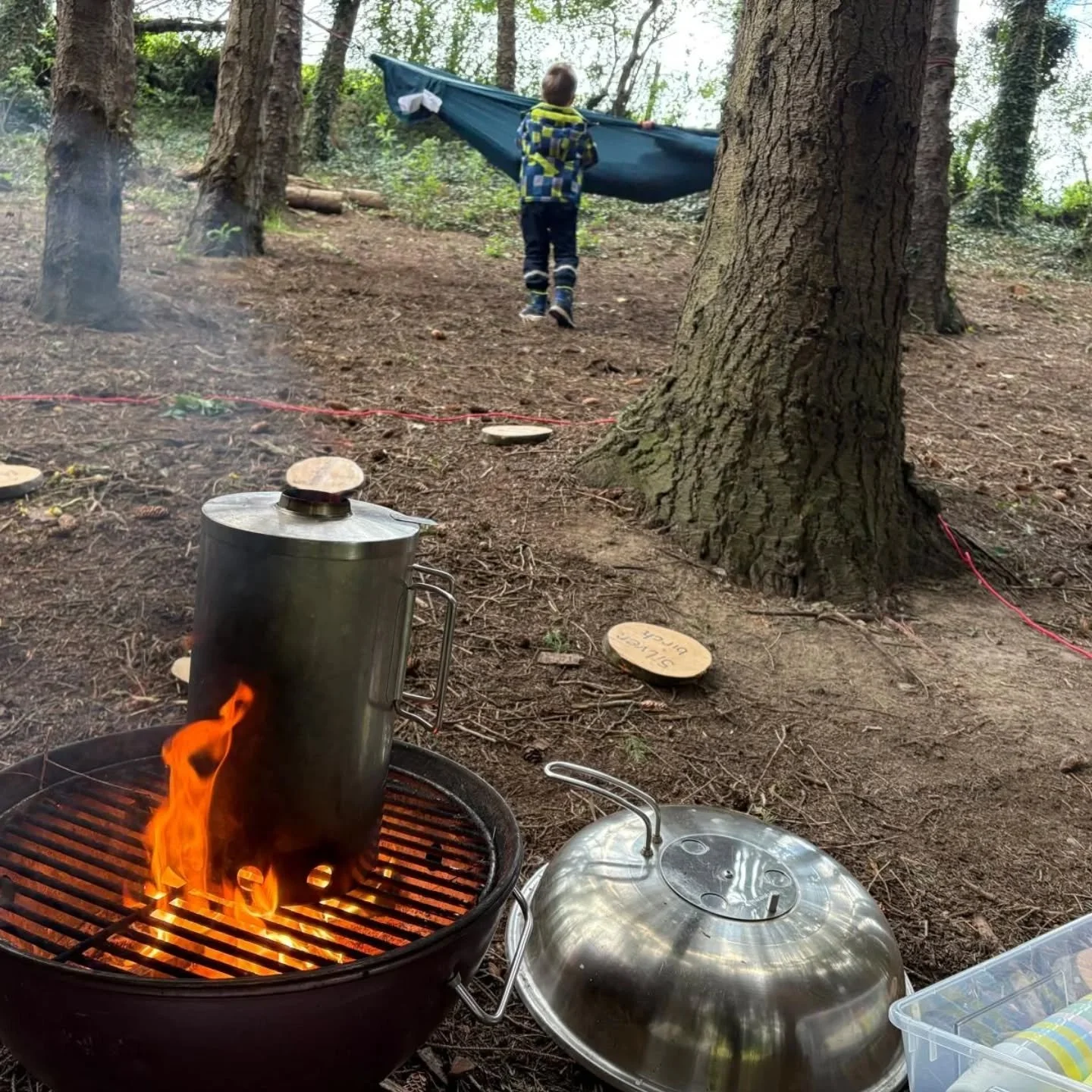 We loves Tuesdays! Some snaps from our recent sessions where we've made gorseflower tea, enjoyed high ropes, hammocks and created beautiful stick men based on the story explored "The Stick Man' 💛